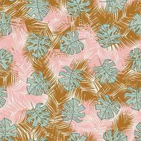 Palma e monstera folhas desatado padronizar Projeto. tropical folhas ramo e monstera verão padronizar Projeto. tropical floral padronizar fundo. na moda brasileiro ilustração. vetor