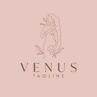 Vênus deusa corpo silhueta logotipo modelo. Vênus logotipo Projeto. beleza indústria e bem estar logotipo. vetor