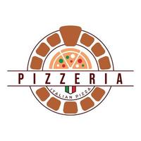 forno e pizza logotipo modelo vetor. luxo pizzaria logotipo. italiano pizza plano logotipo Projeto. vetor