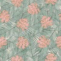 Palma e monstera folhas desatado padronizar Projeto. tropical folhas ramo e monstera verão padronizar Projeto. tropical floral padronizar fundo. na moda brasileiro ilustração. vetor