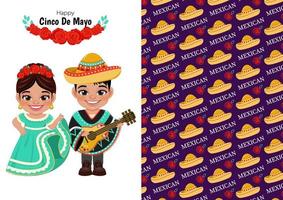 cinco de maionese dentro pode 5 Federal feriado dentro México com crianças dentro mexicano roupas e mexicano fundo cartão modelo vetor