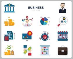 ícone de negócios definido para site, documento, design de cartaz, impressão, aplicativo. estilo simples do ícone do conceito de negócio. vetor