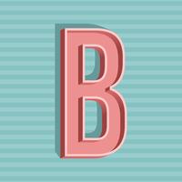3D Vintage letra B tipografia Vector