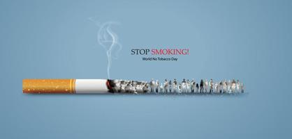gráfico anti-fumo com cigarro aceso feito de pessoas individuais vetor