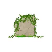 desenho animado floresta hera folhas em Rocha e pedra painel vetor