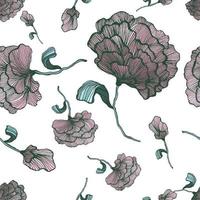 desatado floral linear padronizar. vetor mão desenhado chá rosa em branco fundo. botânico linha arte.