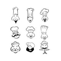 chefe de cozinha cabeça ilustração símbolo coleção vetor