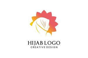 muslimah hijab logotipo, butique, beleza véu moda com flor conceito vetor