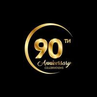 90 anos aniversário. aniversário modelo Projeto conceito com dourado número , Projeto para evento, convite cartão, cumprimento cartão, bandeira, poster, folheto, livro cobrir e imprimir. vetor eps10