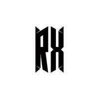 rx logotipo monograma com escudo forma desenhos modelo vetor
