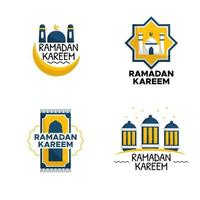 Vetor de saudações ramadan kareem definido com mesquita