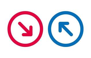 ícone de linha de design de seta vermelha e azul vetor