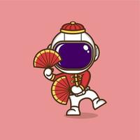 fofa desenho animado astronauta dentro chinês Novo ano vetor