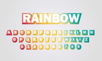 alfabeto fonte arco-íris de efeito de texto vetor