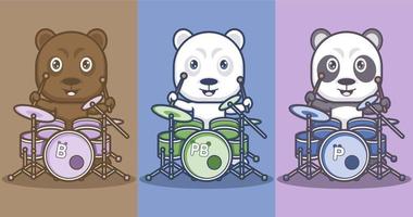 fofa desenho animado polar Urso e panda vetor