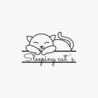 dormindo gato simples logotipo vetor