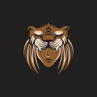 simples logotipo do mulher e tigre vetor