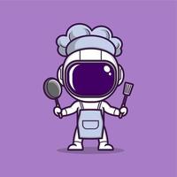 fofa desenho animado astronauta ser uma chefe de cozinha vetor