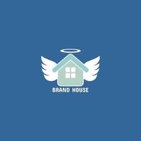 simples logotipo do casa e asas vetor