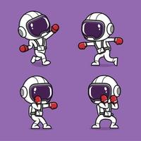 fofa desenho animado astronauta boxe vetor