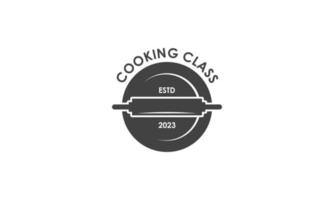 vintage cozinhando classe e Comida etiquetas emblemas Distintivos logotipo culinária escola cozinhando cursos vetor