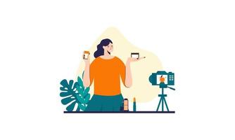 beleza blogueiro gravação Maquiagem tutorial vídeo para dela vlog ilustração vetor