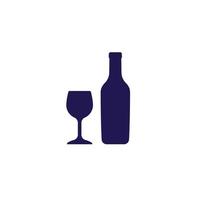 garrafa de vinho e ícone de vidro vetor