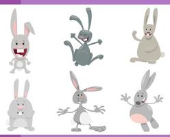 desenho animado engraçado coelhos Fazenda animal personagens conjunto vetor