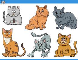 Conjunto de personagens de quadrinhos de gatos e gatinhos de desenhos animados vetor