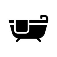 banho silhueta ícone. banheira com toque e toalha Preto pictograma. banheiro ícone. isolado vetor ilustração.