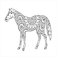 cavalo animal mandala coloração página vetor arte