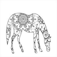 cavalo animal mandala coloração página para crianças e adulto vetor