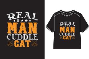 real homens abraçar gatos camiseta Projeto vetor