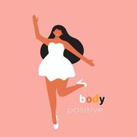 ilustração do conceito de positividade corporal com mulher negra vetor