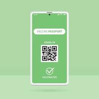 Passaporte de vacina para smartphone 3D, certificado digital de vacinação contra coronavírus vetor