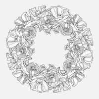 floral esboço mandala com flores papoula. coloração página. vetor ilustração.