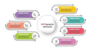 modelo de infográfico de negócios com 7 opções. para conteúdo, diagrama, fluxograma, etapas, peças, infográficos da linha do tempo, fluxo de trabalho, gráfico. vetor