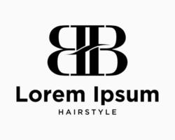 clássico carta b bb hb monograma cortar Fora beleza ondulado cabelo símbolo salão barbearia marca Projeto vetor