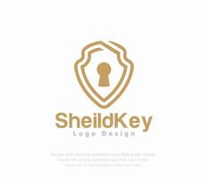logotipo Projeto para uma companhia chamado escudo e chave logotipo. vetor