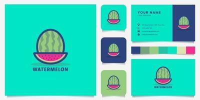 logotipo colorido de melancia com modelo de cartão de visita vetor
