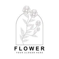 simples botânico folha e flor logotipo, vetor natural linha estilo, decoração projeto, bandeira, folheto, Casamento convite, e produtos branding