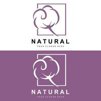 algodão logotipo, natural biológico orgânico plantar projeto, beleza têxtil e roupas vetor, suave algodão flores vetor