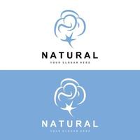 algodão logotipo, natural biológico orgânico plantar projeto, beleza têxtil e roupas vetor, suave algodão flores vetor