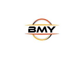 bmy carta realeza elipse forma logotipo. bmy escova arte logotipo. bmy logotipo para uma empresa, negócios, e comercial usar. vetor