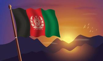 Afeganistão bandeira com montanhas e pôr do sol dentro a fundo vetor