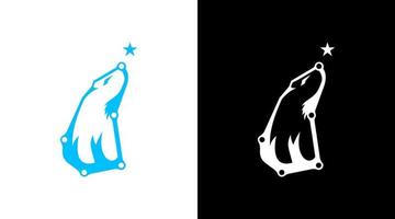 polar Urso logotipo e norte pólo Estrela Projeto vetor monograma ícone modelo