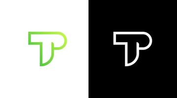 carta tp inicial logotipo verde monograma ícone Projeto modelo vetor