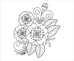página de coloração floral mehndi para adultos vetor