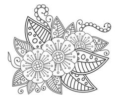 página de coloração floral mehndi para adultos vetor