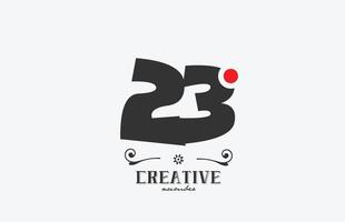 cinzento 23 número logotipo ícone Projeto com vermelho ponto. criativo modelo para companhia e o negócio vetor